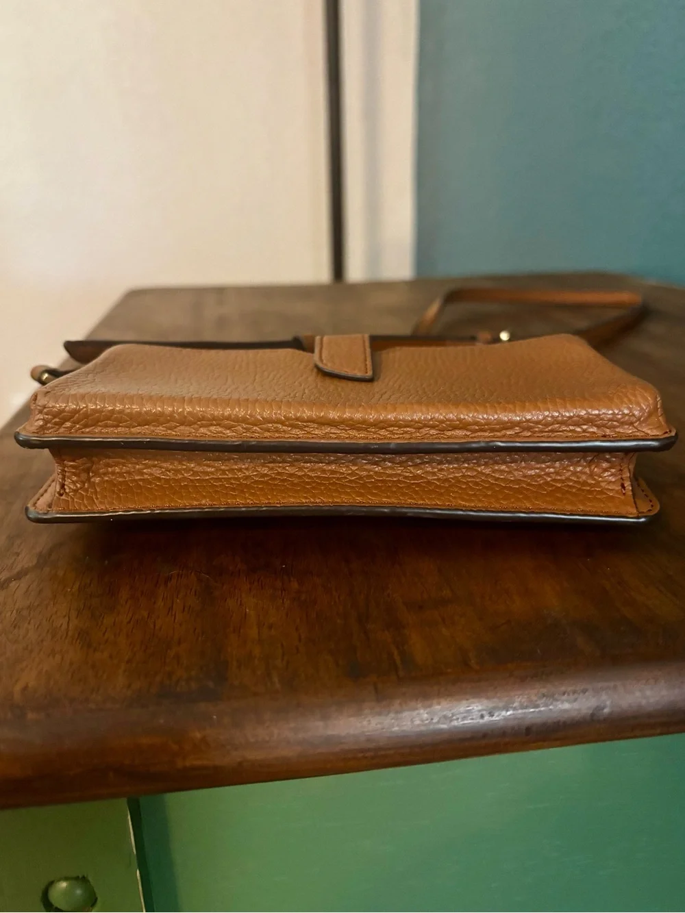 Authentic Michael Kors Brown Pebbled Leather Crossbody Wallet
